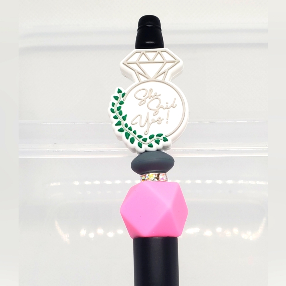 B2G1F Ring "She Said Yes" Beaded Pen, New